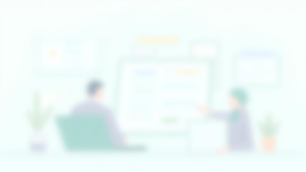 Illustration of people interacting with survey forms on digital devices, representing feedback collection.